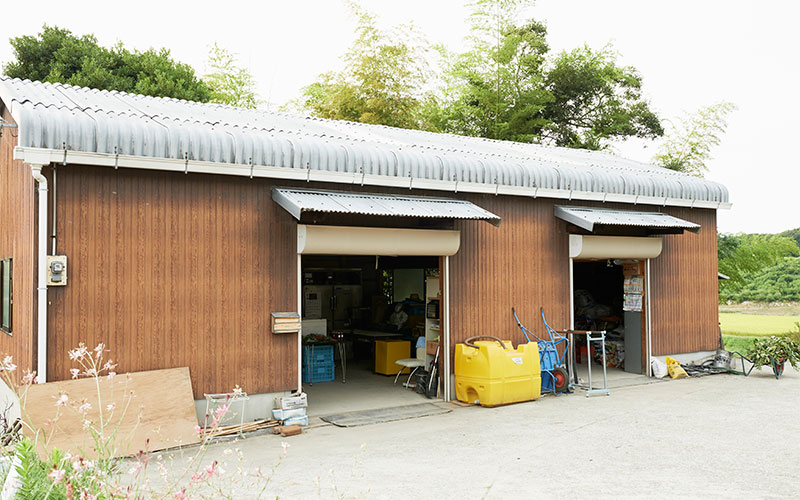水田さんの倉庫。ここも貸しているそうです。トラクターも入る、広い倉庫