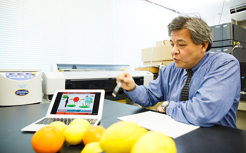 花粉症の反応を引き起こすメカニズムについて解説する菅原教授