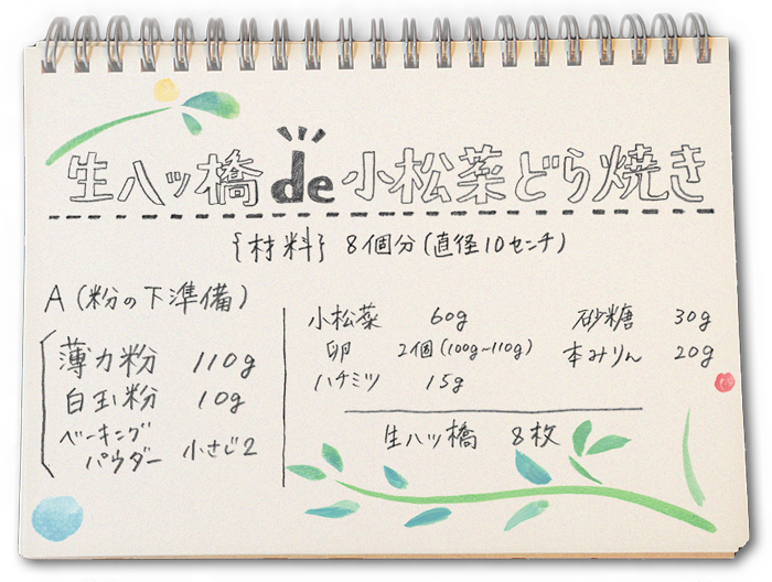 生八つ橋de小松菜どら焼き・メニュー材料画像