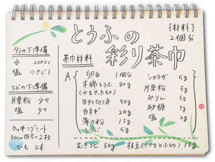 とうふの彩り茶巾・メニュー材料画像